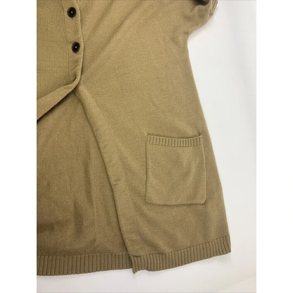 BOGO Boden Tunic Cardigan Wool Sweater Short Sleeve Button Pockets Tan Womens 18